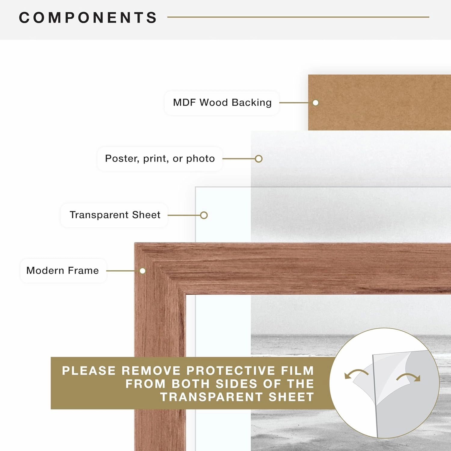 MCS Museum Poster Frame 24x36 Medium Oak, Vertical & Horizontal Wall Hanging Large Picture Frame for Photos, Posters & Art Prints (1-Pack)