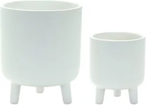 Melrose Pot with Legs, Flowerpot Container, Decorative Tabletop Set of 2, Dolomite