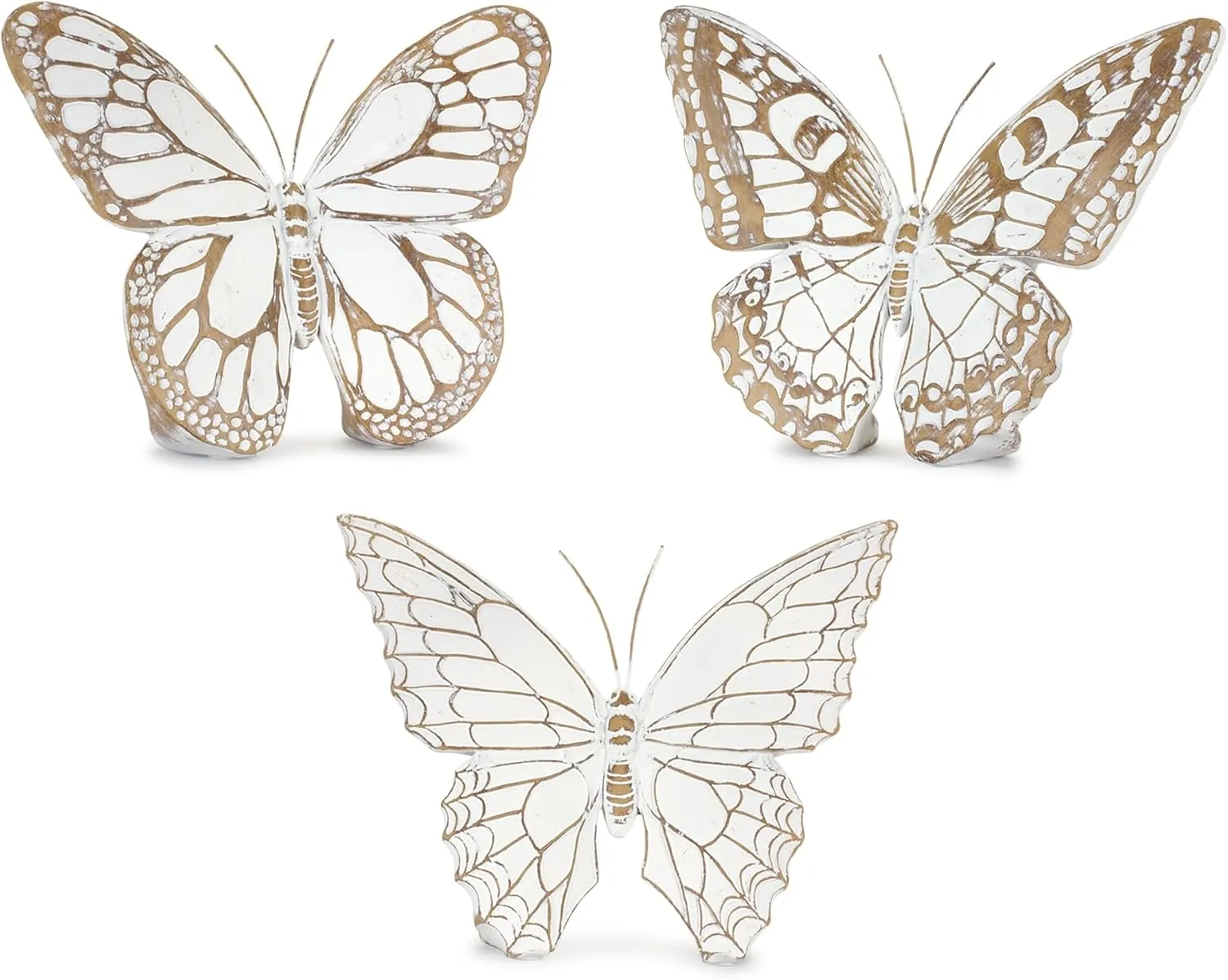 Melrose Set of 3 Resin Butterfly with White Finish 85963DS