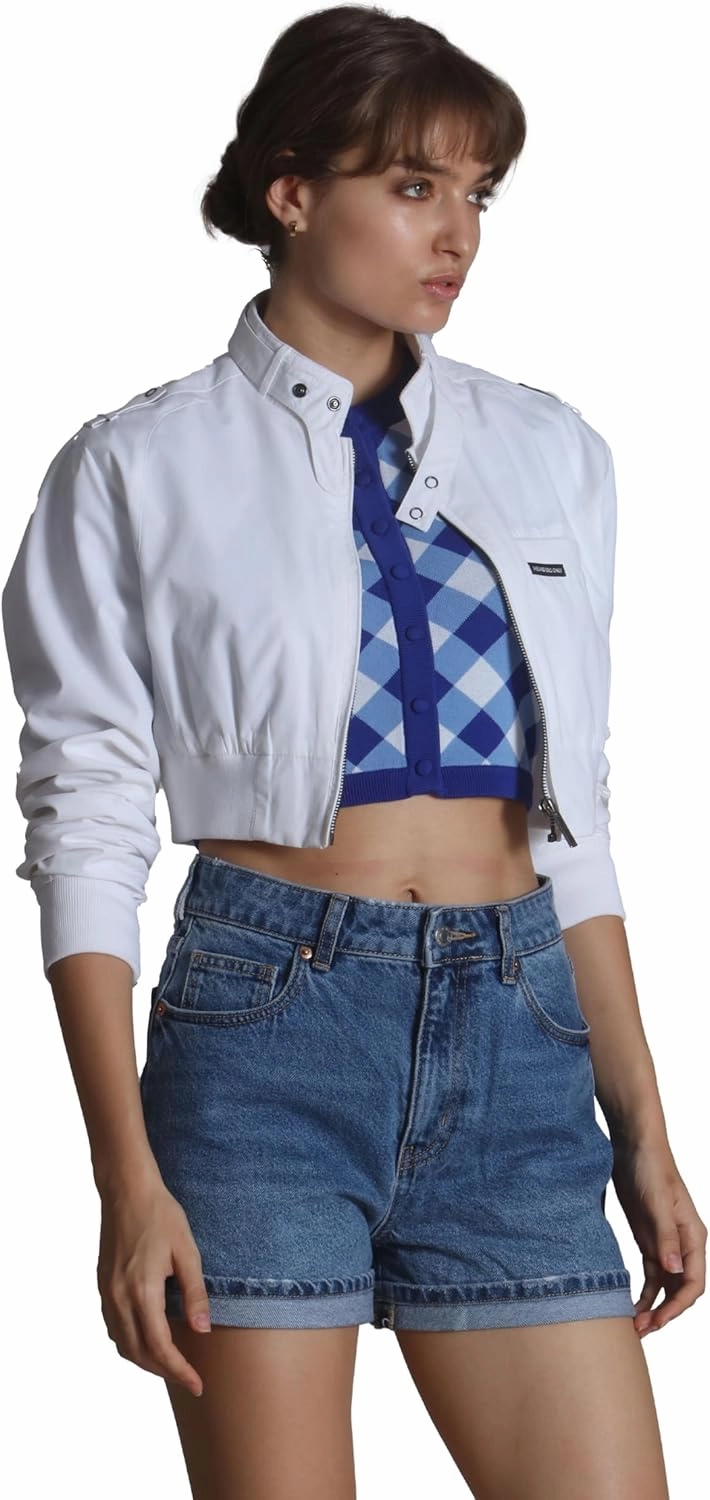 Members Only Mini Cropped Jacket Women Trendy Racer Jacket