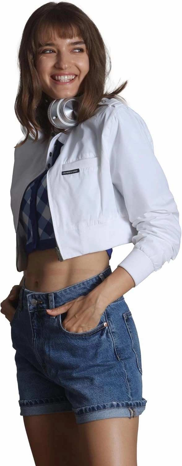 Members Only Mini Cropped Jacket Women Trendy Racer Jacket