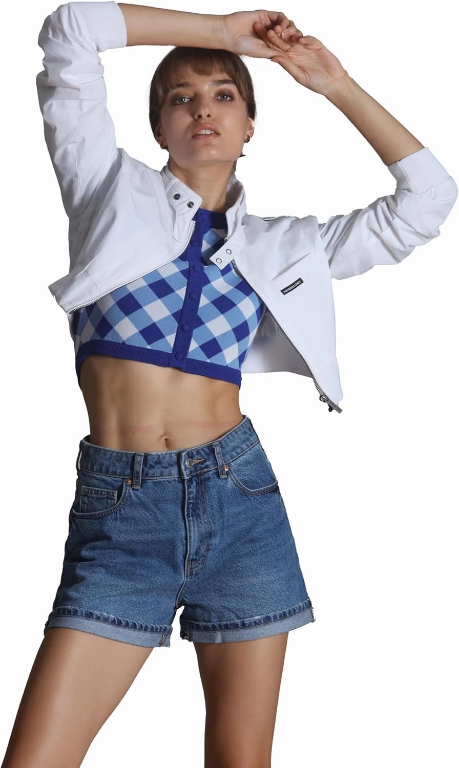 Members Only Mini Cropped Jacket Women Trendy Racer Jacket