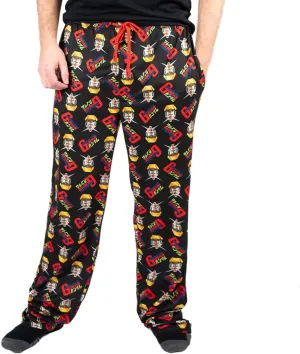 Mens Gundam Robot Anime Mobile Suit All Over Print Sleep Pajama Pants-L Black