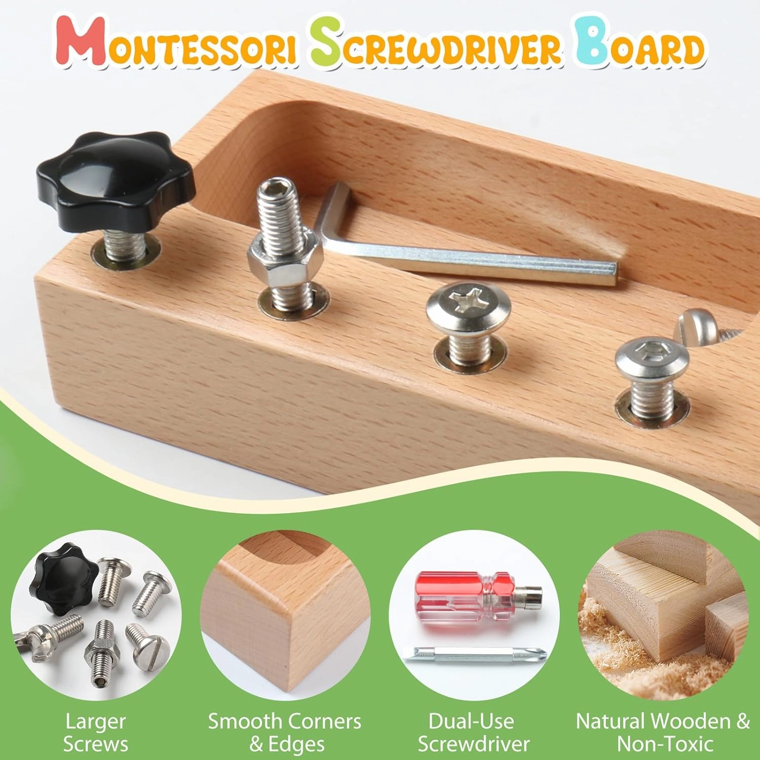 MEROCO Montessori Toddler Screwdriver Toy Set, Montessori Toys for 3  Year Old Play Real Kids Tools Set for Boys Age 3, Fine Motor Skills Toys 2 3 4 Year Old