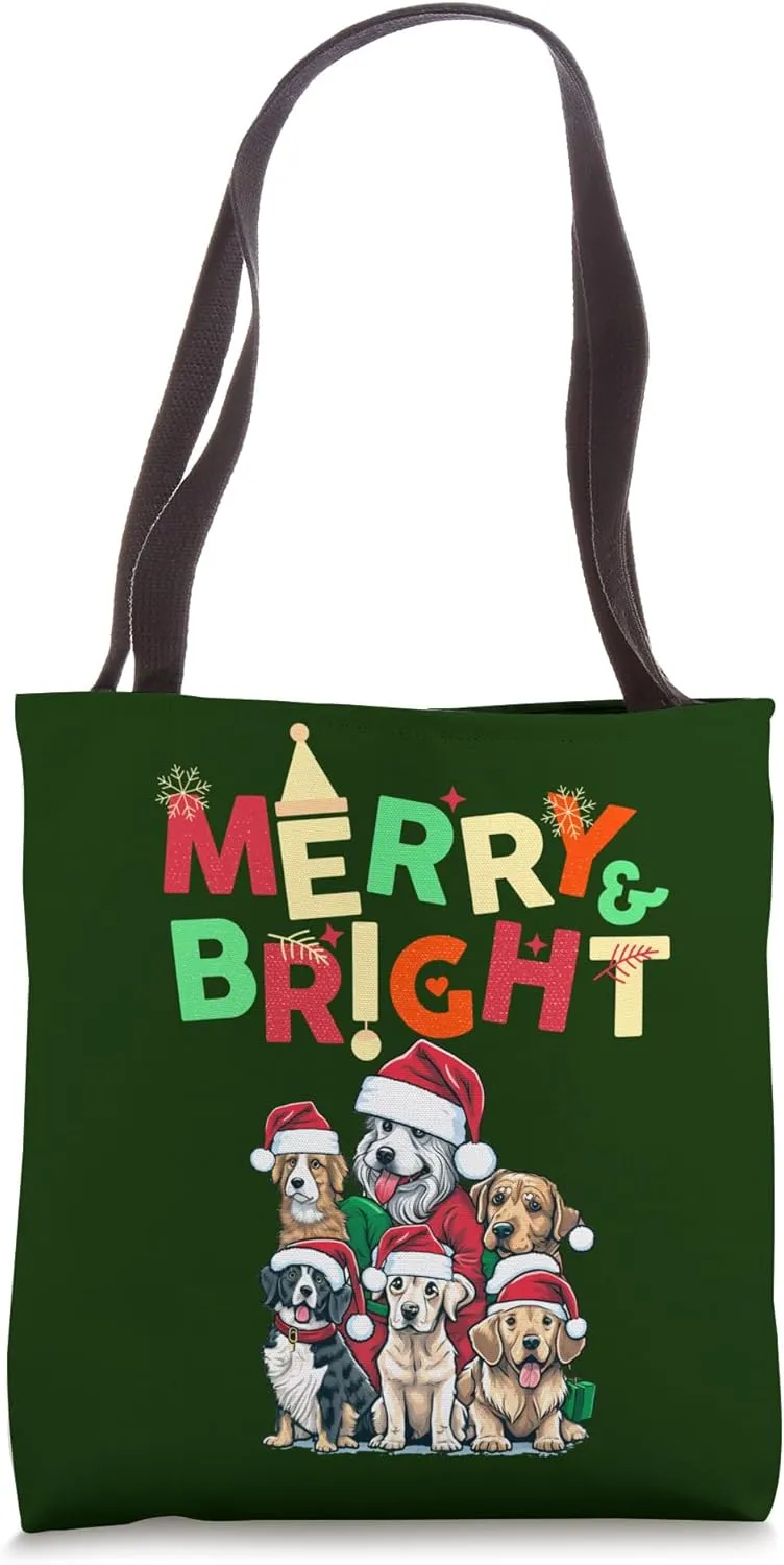 Merry and Bright - Festive Holiday Attire for Dog lovers Tote Bag