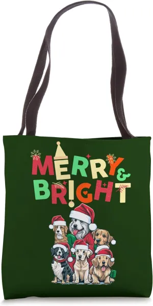 Merry and Bright - Festive Holiday Attire for Dog lovers Tote Bag