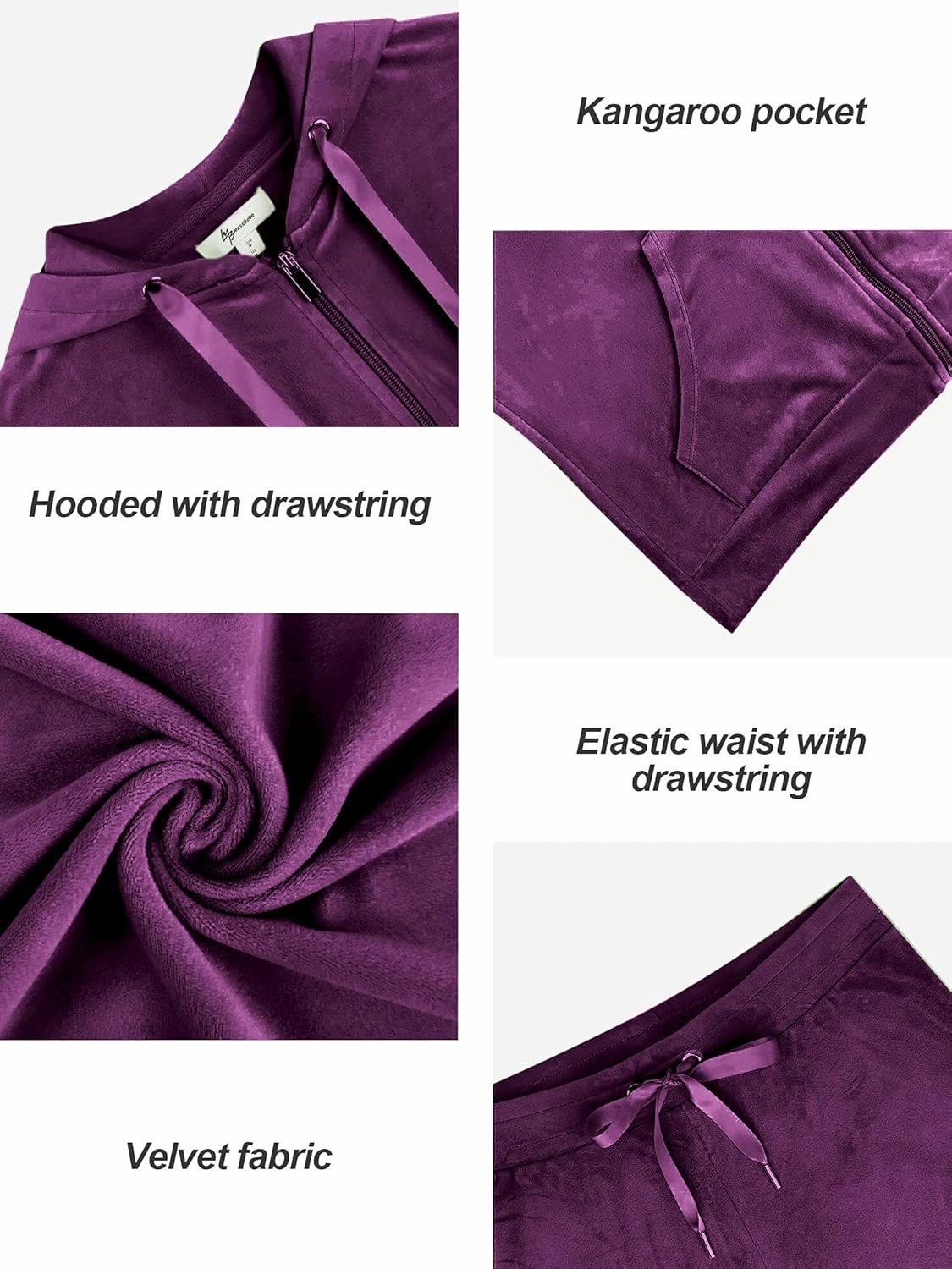 MessBebe Womens Velour Tracksuits Set Long Sleeve Sweatsuits 2 Piece Sports Outfit Zip Hoodie Sweatpants Joggers Set