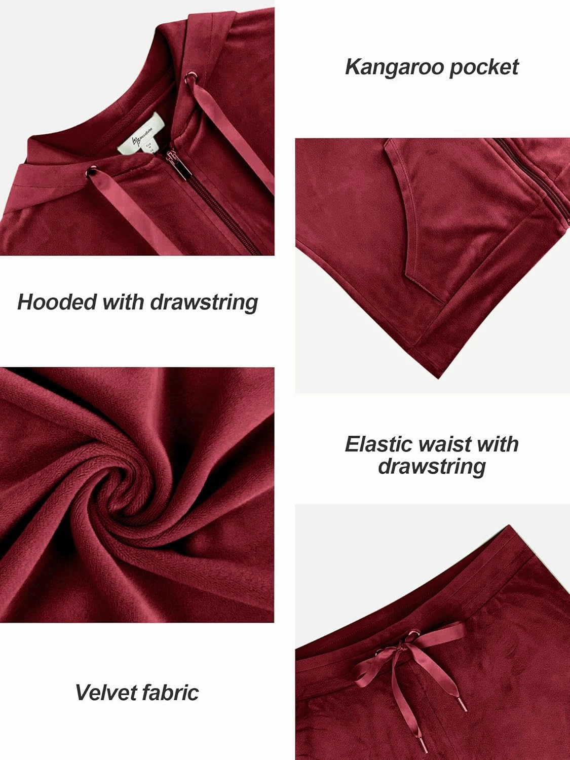 MessBebe Womens Velour Tracksuits Set Long Sleeve Sweatsuits 2 Piece Sports Outfit Zip Hoodie Sweatpants Joggers Set