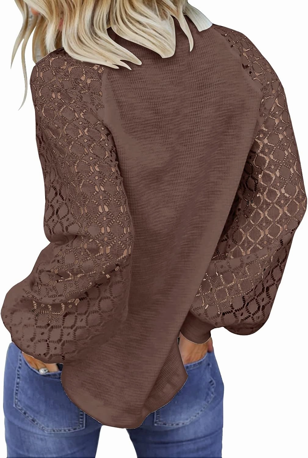 MIHOLL Women’s Long Sleeve Tops Lace Casual Loose Blouses T Shirts
