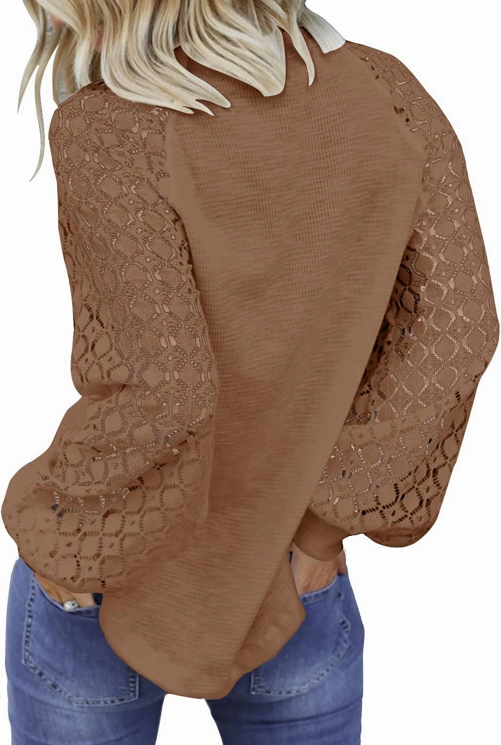 MIHOLL Women’s Long Sleeve Tops Lace Casual Loose Blouses T Shirts