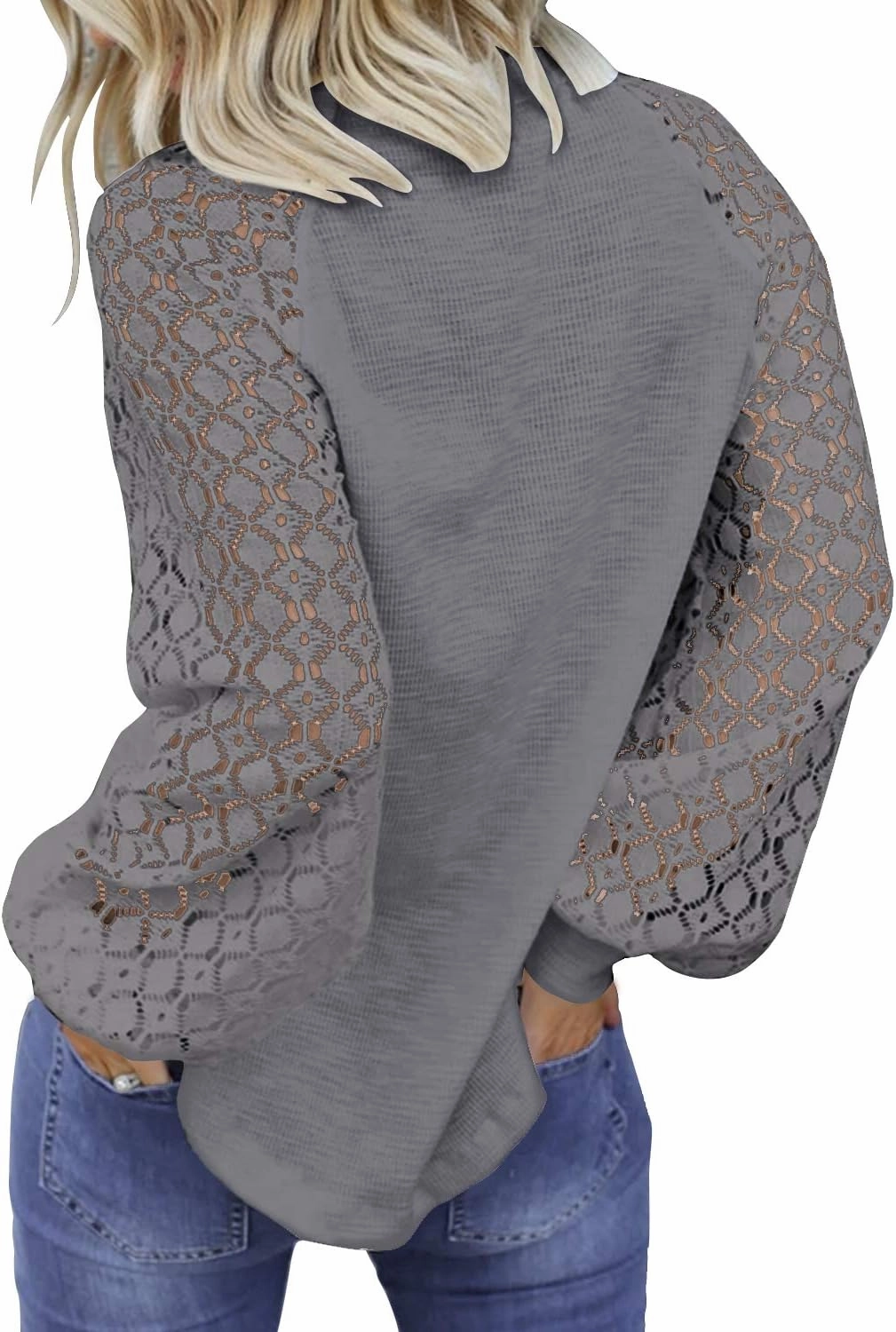 MIHOLL Women’s Long Sleeve Tops Lace Casual Loose Blouses T Shirts