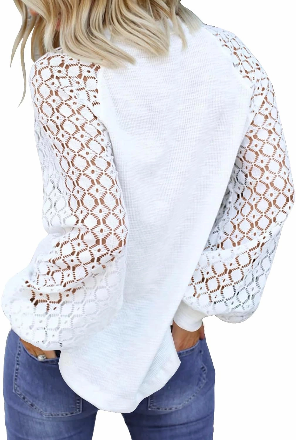 MIHOLL Women’s Long Sleeve Tops Lace Casual Loose Blouses T Shirts