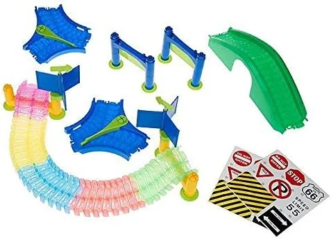 Mindscope Twister Trax Neon Glow in The Dark Track & Accessory Set w/Bridge & Tunnel