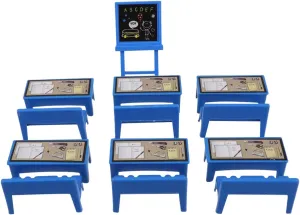 Mini Classroom Furniture Set, 13pcs Mini Classroom Furniture Set Dollhouse Desk Chair Chalkboard Miniature School Playset for Dolls Interactive Learning