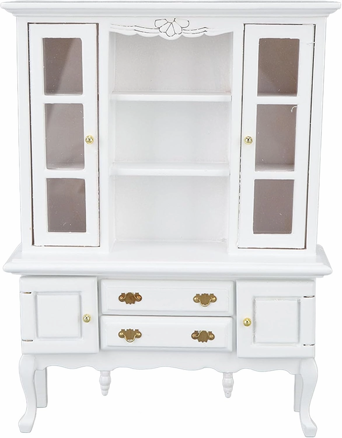 Miniature Cabinet Wooden, 1/12 Scale Dollhouse Bookcase Cupboard Dollhouse Bookshelf Cabinet with Openable Door Drawer Furniture Display Showcase Decoration Sideboard Accessories (White)