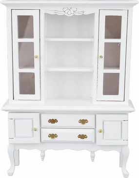 Miniature Cabinet Wooden, 1/12 Scale Dollhouse Bookcase Cupboard Dollhouse Bookshelf Cabinet with Openable Door Drawer Furniture Display Showcase Decoration Sideboard Accessories (White)