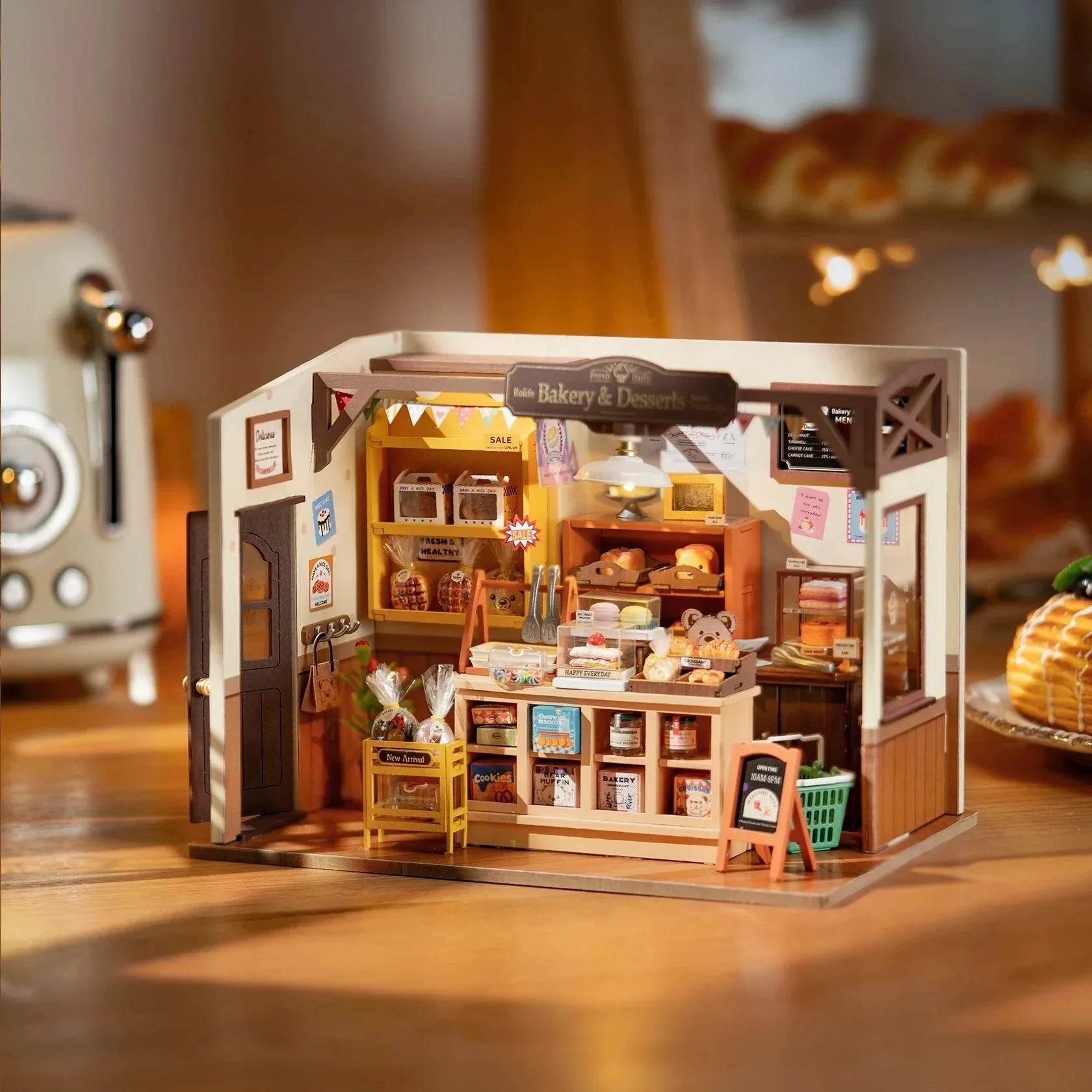Miniature Wooden Cafe Bakery Kit - DIY Assembly Craft Set