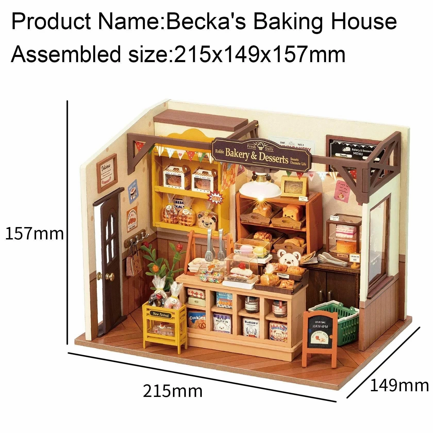 Miniature Wooden Cafe Bakery Kit - DIY Assembly Craft Set