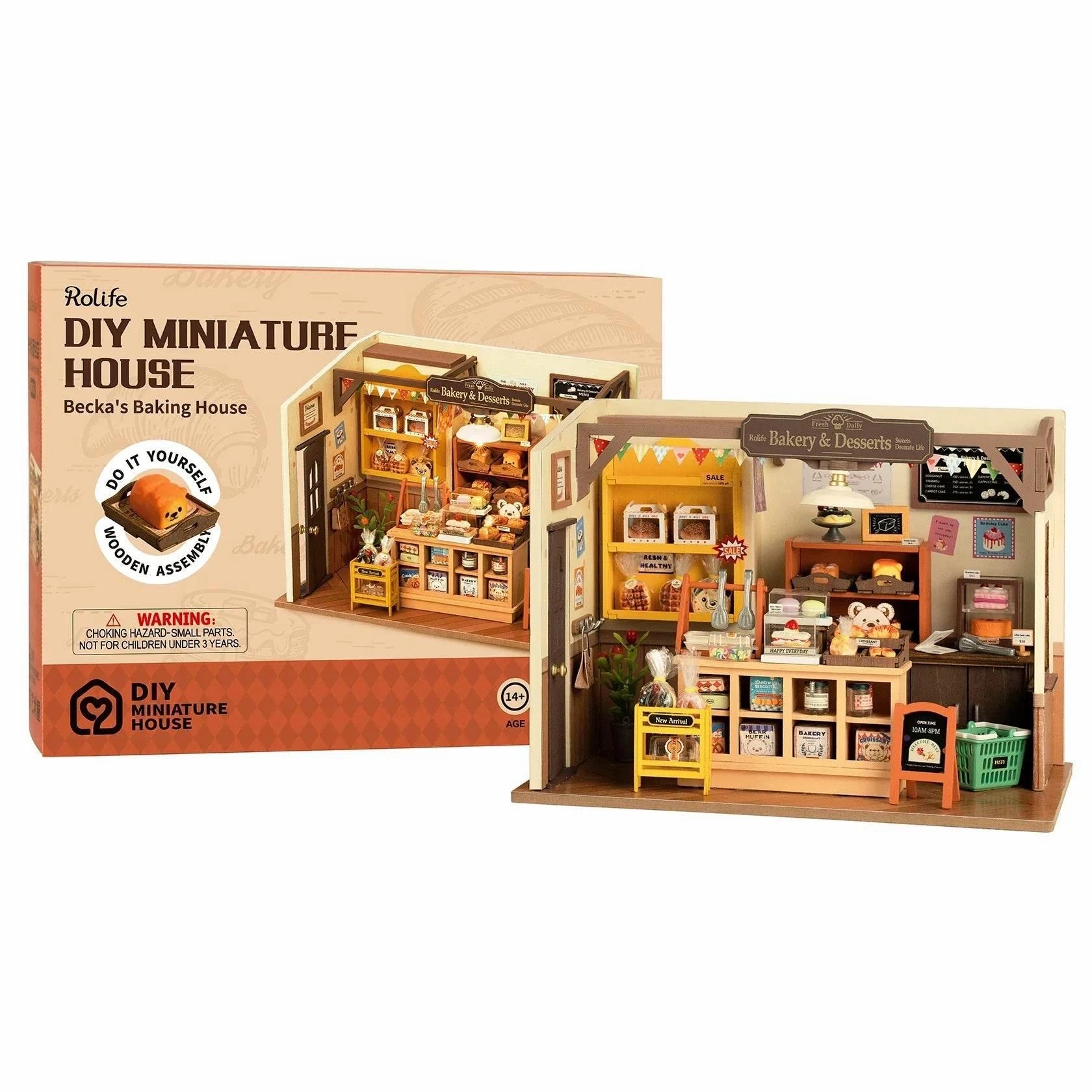 Miniature Wooden Cafe Bakery Kit - DIY Assembly Craft Set