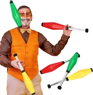 Mister M Juggling Pins - Set of 3 Green, Yellow, and Red Plastic Clubs - 16.5 x 3 Inch Easy to Use Set With Balanced and Lightweight Pins - Durable Kid Toy for Routine