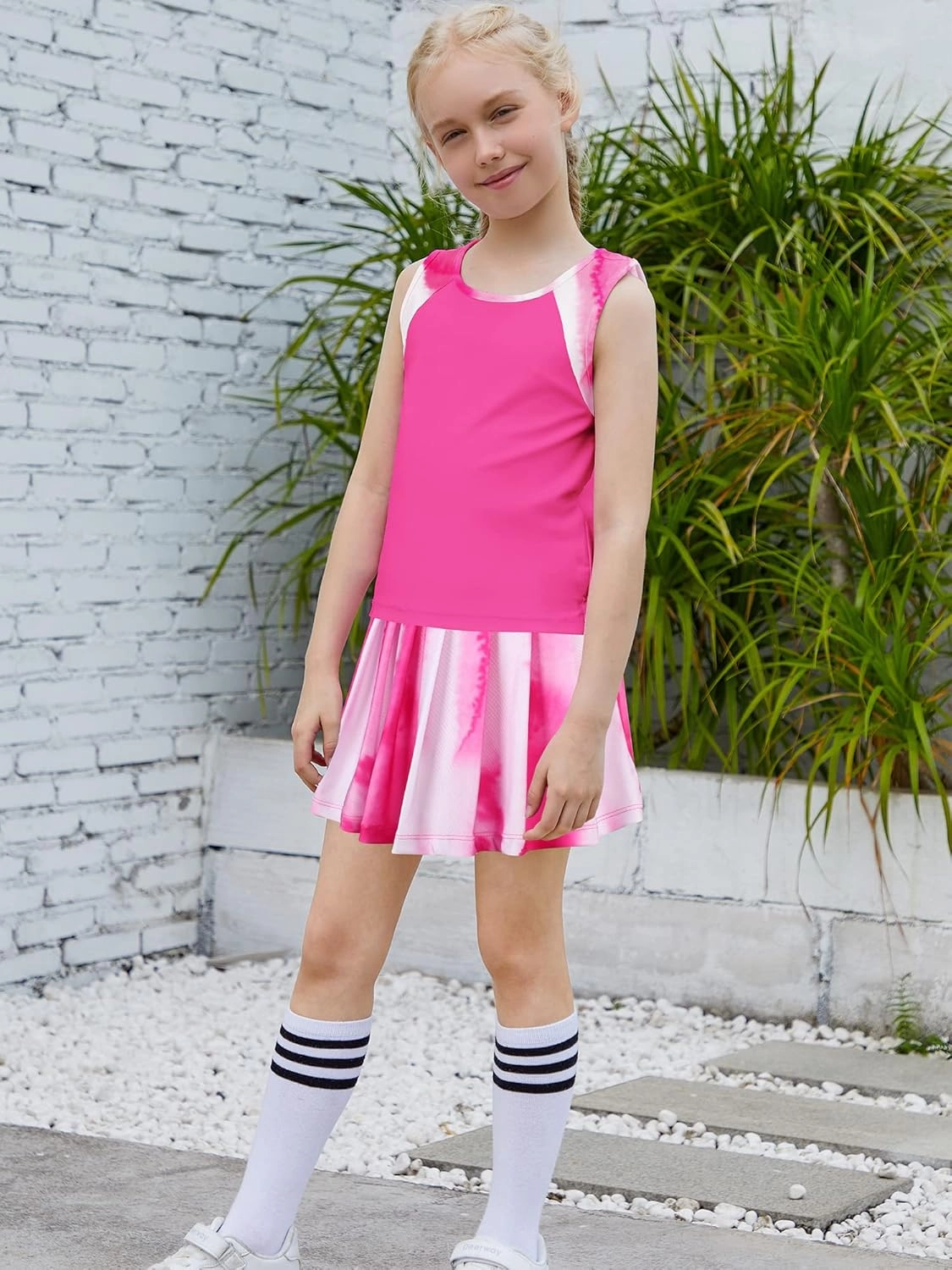 MODAFANS Girls Tennis Golf Pickball Dress Athletic Outfits Kids Tank Top and Skorts Sets