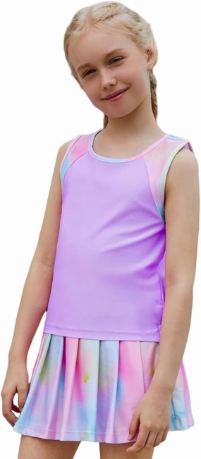MODAFANS Girls Tennis Golf Pickball Dress Athletic Outfits Kids Tank Top and Skorts Sets