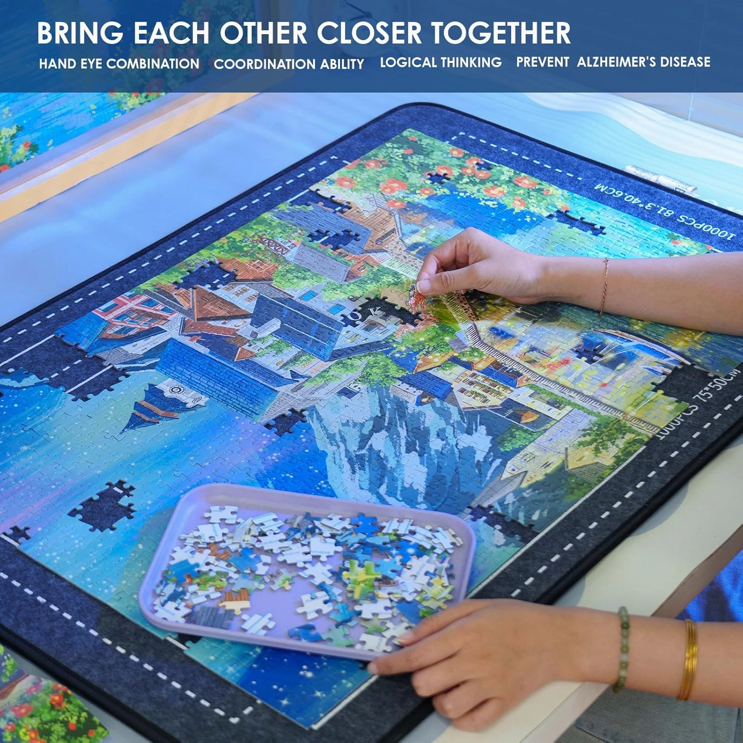 MOMIBOOK Puzzles for Adults 1000 Piece Jigsaw Puzzles of Aurora Night, Painting Image Difficult Challenging Hard Impossible Puzzle, Funny Toys & Games Christmas Birthday Gifts