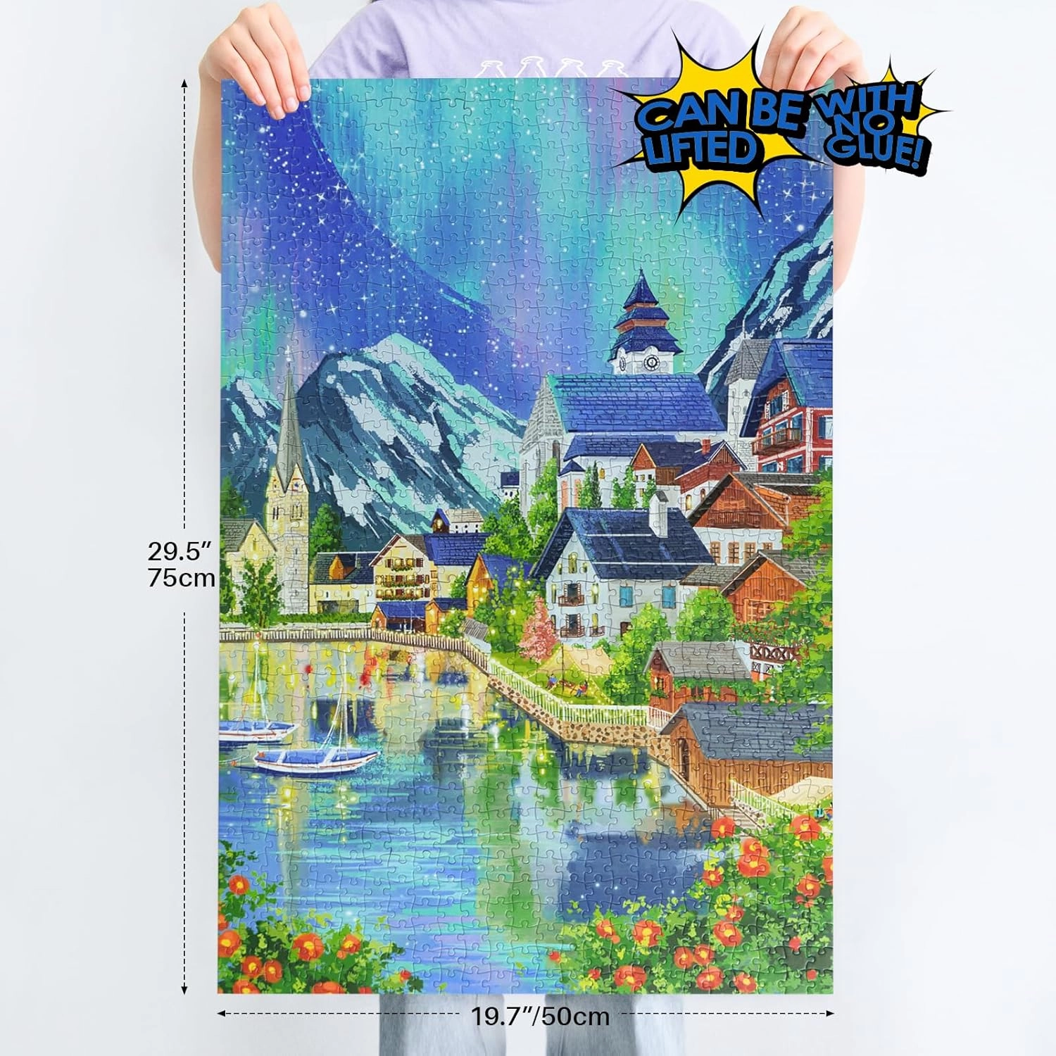 MOMIBOOK Puzzles for Adults 1000 Piece Jigsaw Puzzles of Aurora Night, Painting Image Difficult Challenging Hard Impossible Puzzle, Funny Toys & Games Christmas Birthday Gifts