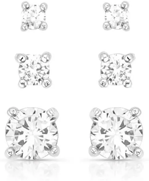 Montana Silversmiths Western Lifestyle Inspired Post/Stud Earrings (Shine Bright Triple Crystal)