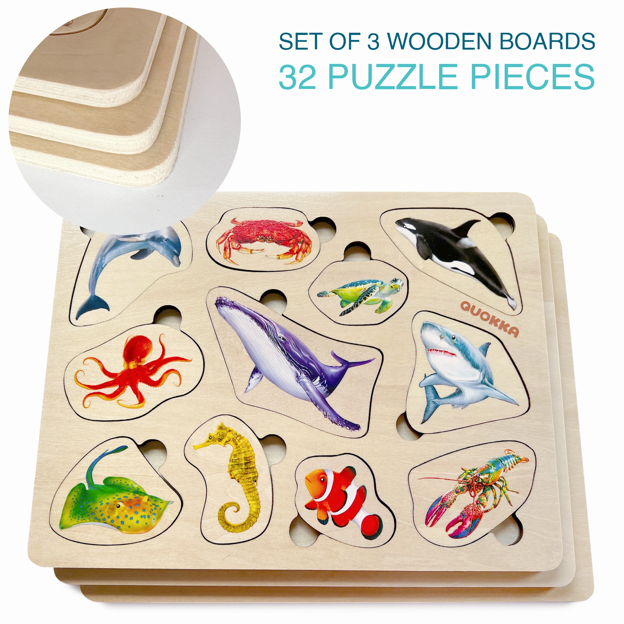 Montessori Puzzles Set | Farm Ocean Wild Animals
