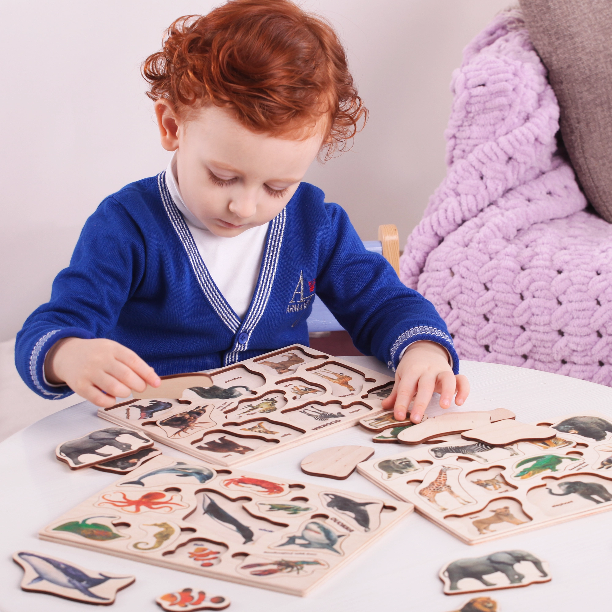 Montessori Puzzles Set | Farm Ocean Wild Animals