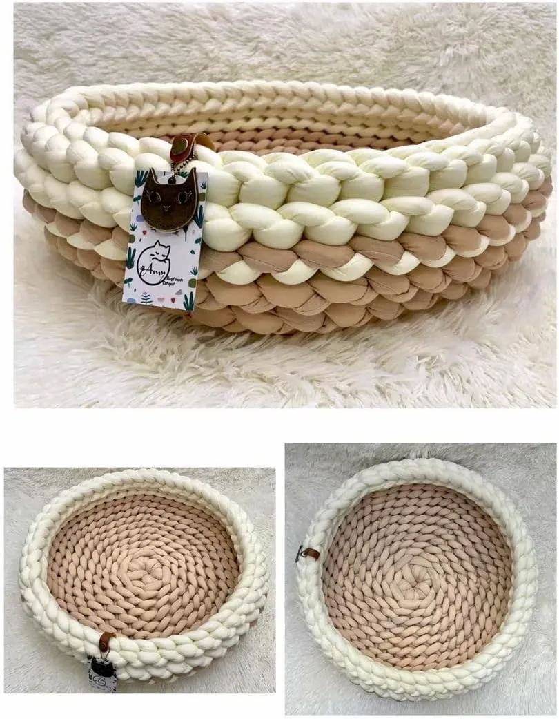 Moon Waves Chunky Yarn for Arm Knitting Crochet Making Blanket Pets House(Light Brown)