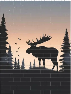 Moose Mountain Pine Tree Wilderness Building Block Puzzle Personalized Building Bricks for Adults Square Shaped DIY Brick Block Puzzles Valentine's Day Gifts for Home Decor Brick Puzzle