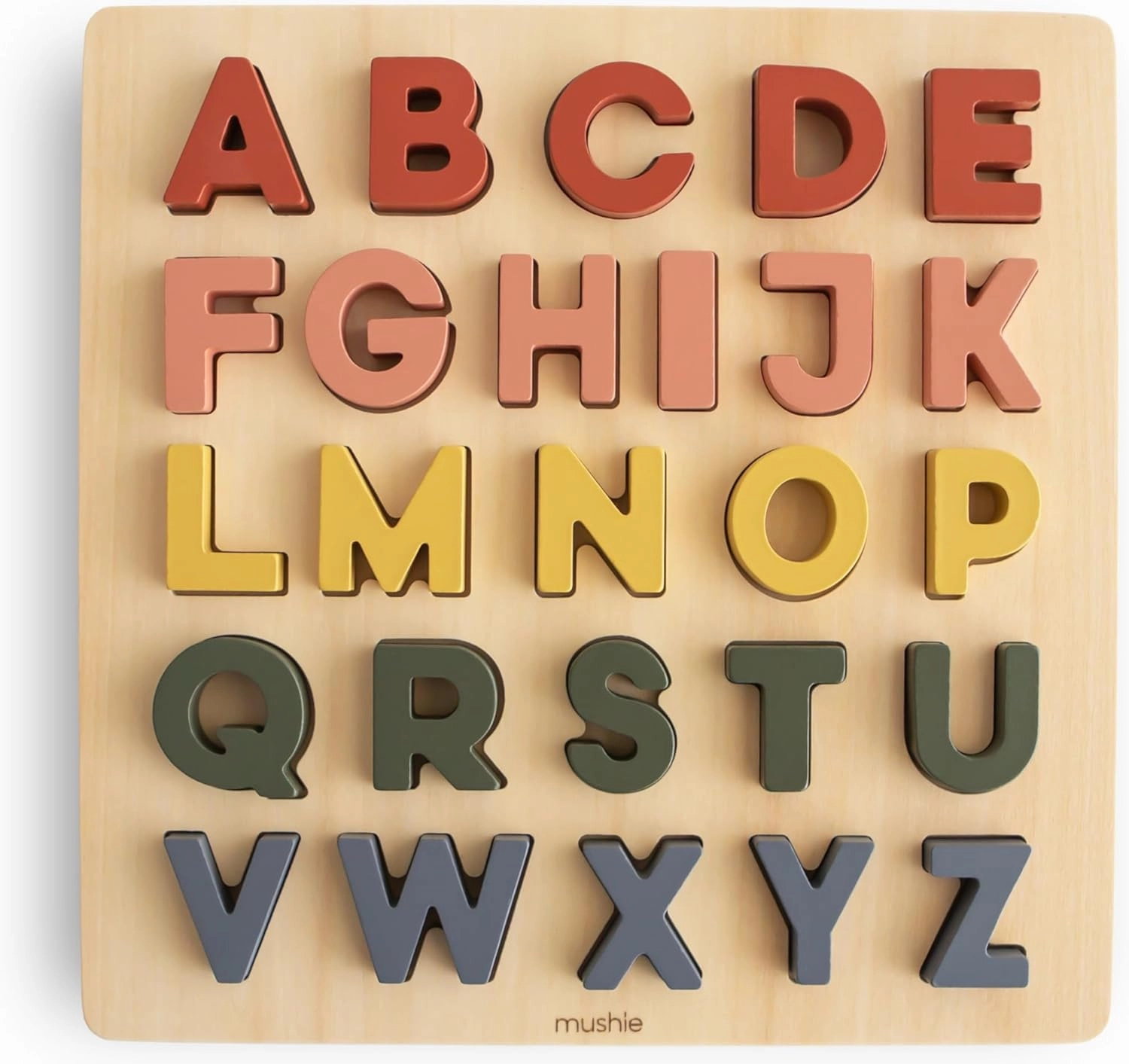 mushie Wooden Alphabet Puzzle | for Kids 3 Years  | Preschool Educational & Toddler Montessori Toys (26 pcs)