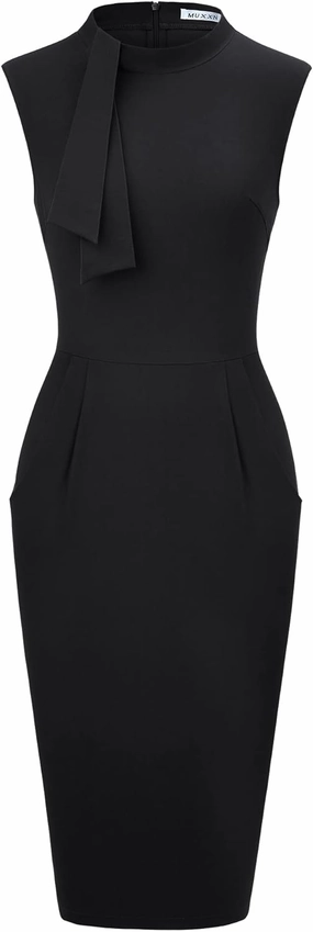 MUXXN Women's Audrey Hepburn Style Cute Little Black Dresses High Waist Bodycon Homecoming Dress