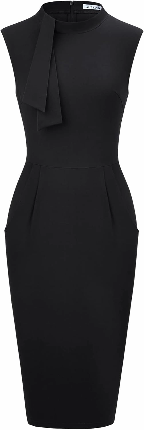 MUXXN Women's Audrey Hepburn Style Cute Little Black Dresses High Waist Bodycon Homecoming Dress
