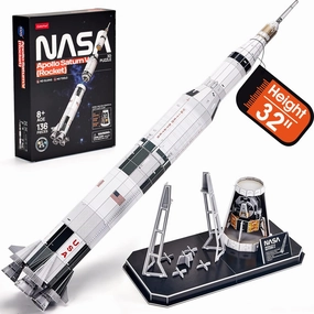 NASA Apollo Saturn V 3D Puzzles for Adults Kids Space Toys for Boys 5-8 Rocket Ship, Puzzles for Kids Ages 8-10 12-14 Crafts for Adult Space Exploration Puzzle Model Kit, 136 Pieces Easter Gifts