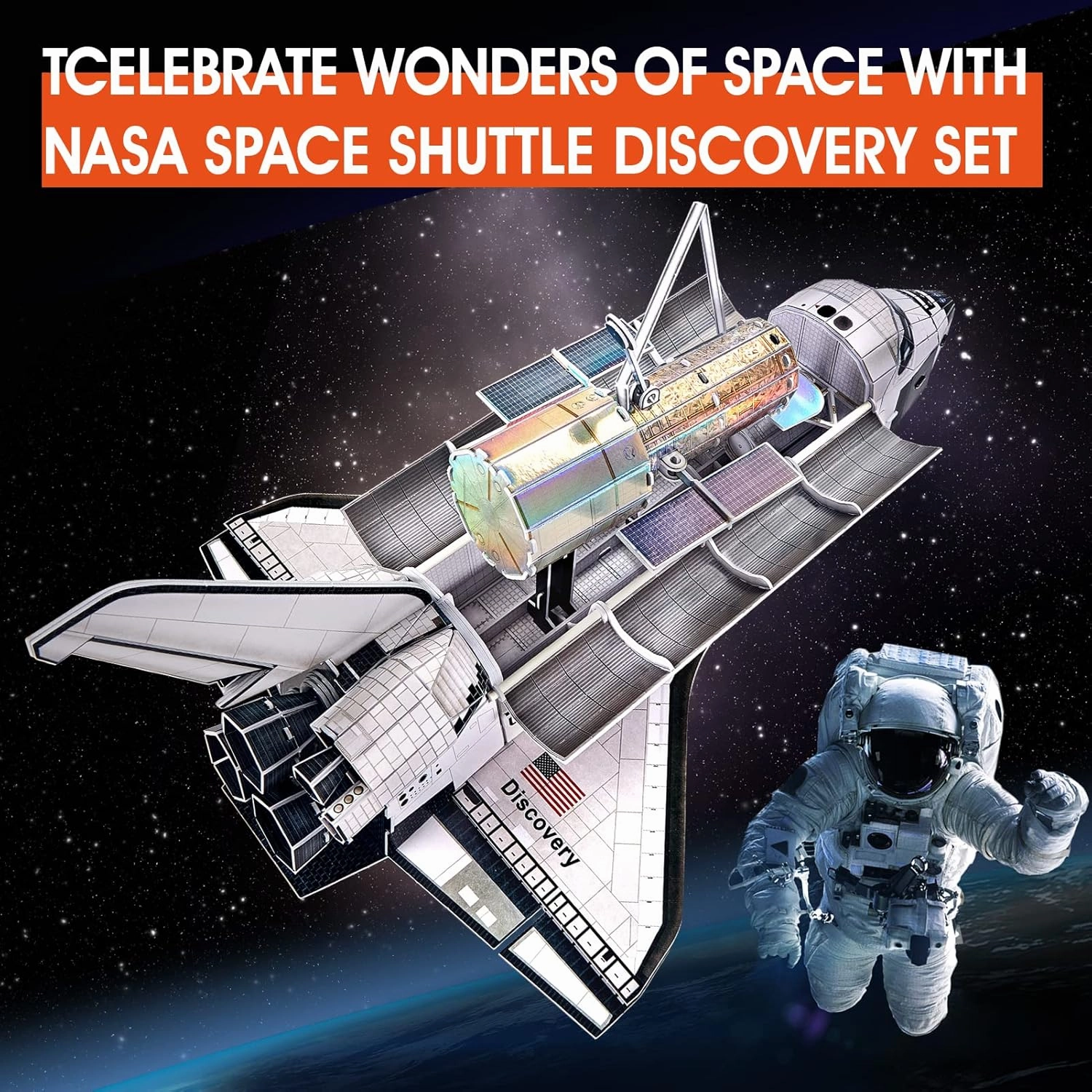 NASA Space Shuttle Discovery Cubicfun 3D Puzzles for Adults Kids Space Toys for Boys 5-8 Rocket Ship Puzzles for Kids Ages 8-10 12-14 Crafts for Adult Space Exploration Puzzle, 126 Pieces