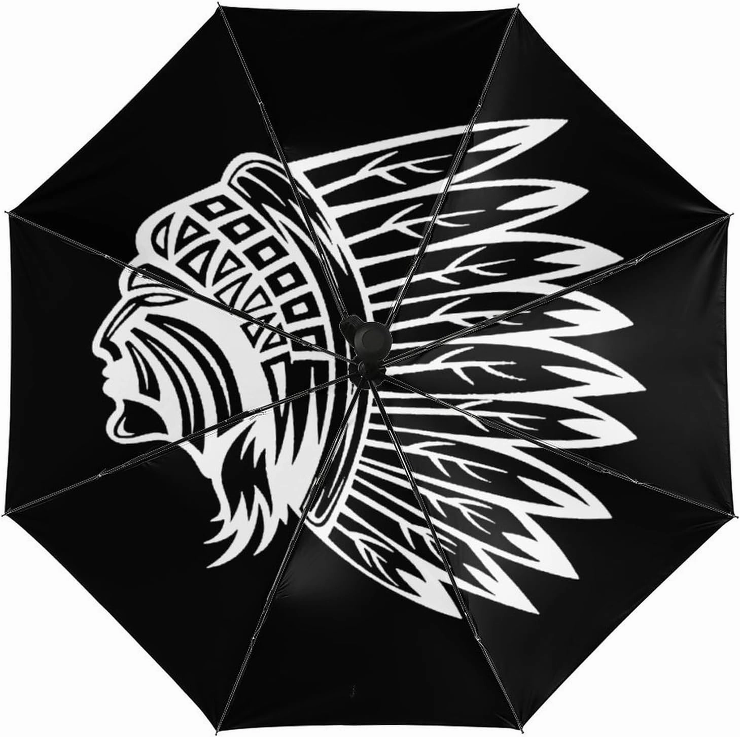 Native American Indians Skull Portable Automatic Umbrella Windproof Auto Open Close Compact Waterproof Lightweight Umbrellas