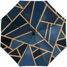 Navy Blue Deco Art Portable Automatic Umbrella Windproof Auto Open Close Compact Waterproof Lightweight Umbrellas