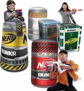 NERF BUNKR Officially Licensed Battle Royale Inflatable Bunker Battlezone - 5 Piece Barricade Set Crates Barrels