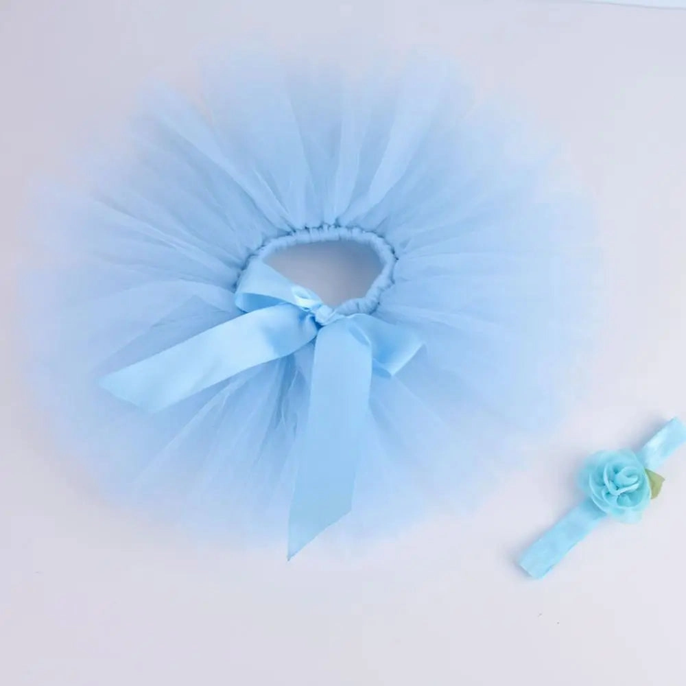 Newborn Baby Girls Tutu Skirt & Headband Set Newborn Photography Props Infant Fluffy Baby Tulle Skirt Set