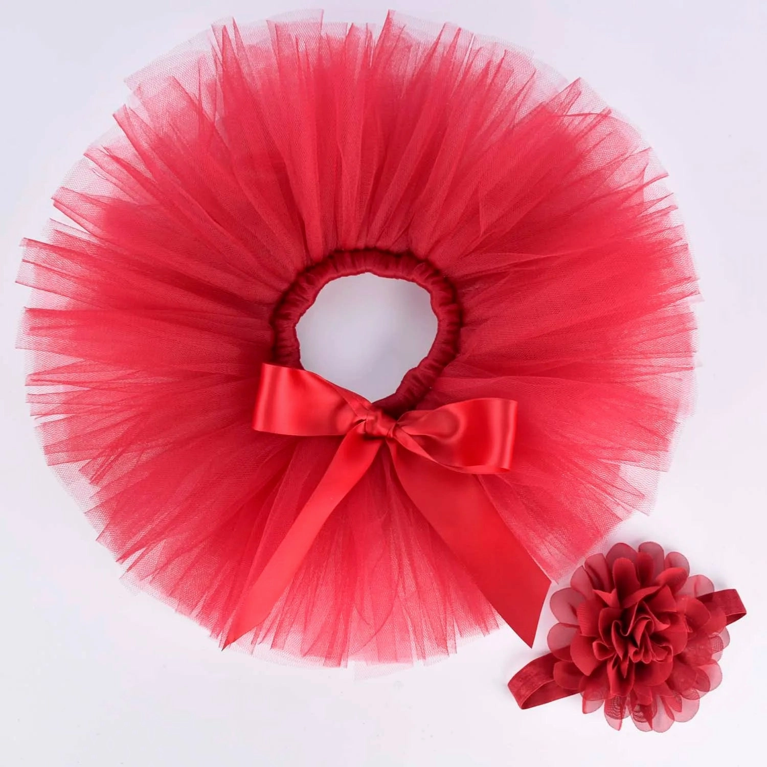 Newborn Baby Girls Tutu Skirt & Headband Set Newborn Photography Props Infant Fluffy Baby Tulle Skirt Set