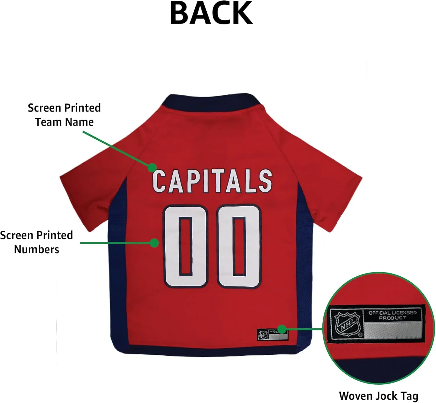 NHL Washington Capitals Jersey for Dogs & Cats, Small. - Let Your Pet Be A Real NHL Fan!