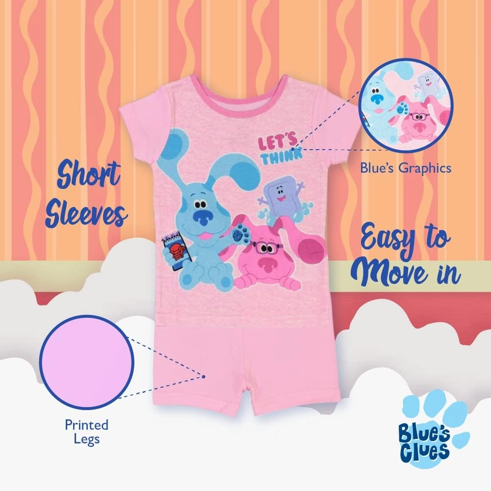 Nickelodeon Paw Patrol | Baby Shark | Blue's Clues & You 4-Piece Snug-fit Cotton Pajama Set, Soft & Cute for Kids