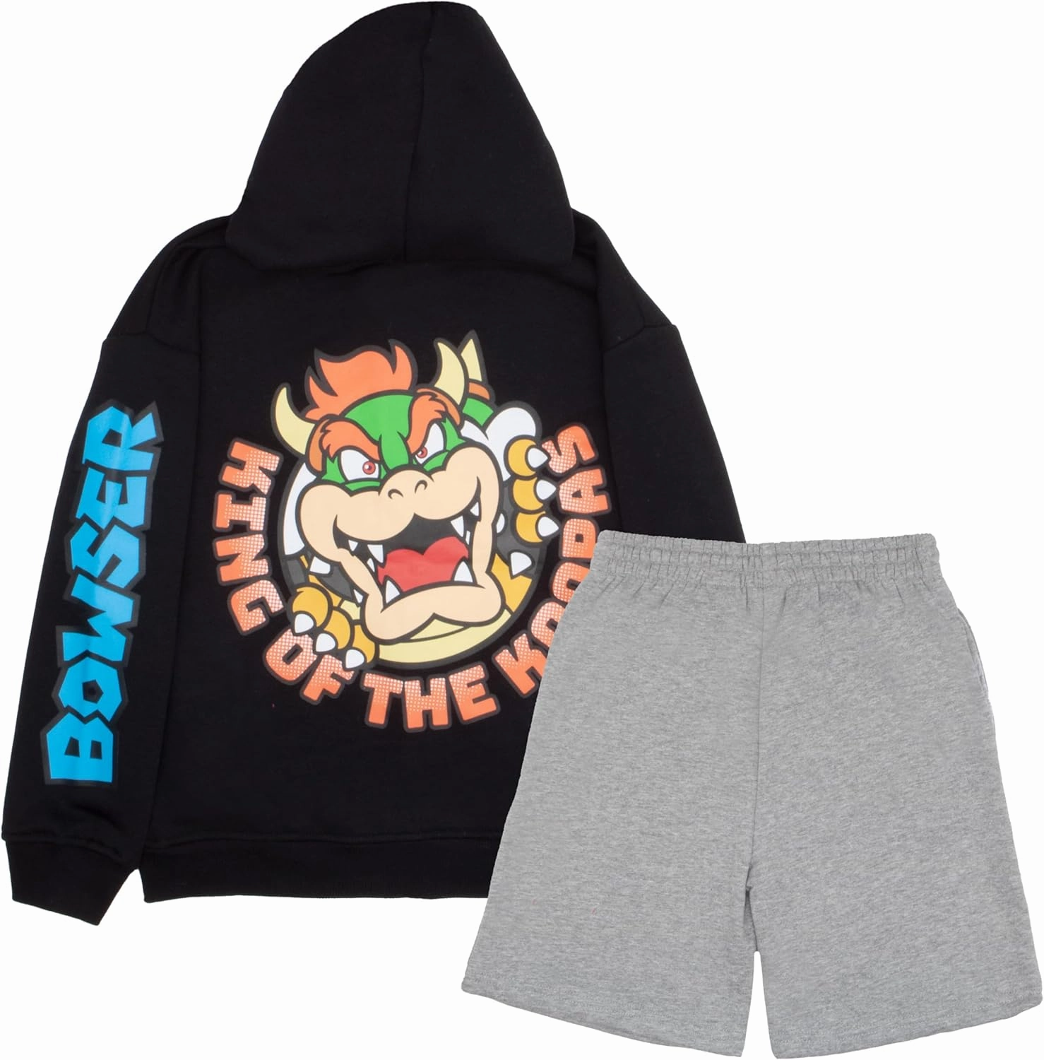 Nintendo Super Mario, Bowser, Mario Kart Boys Zip-Up Hoodie and Shorts 2-Piece Set - Graphic Sweatshirt and Shorts for Kids