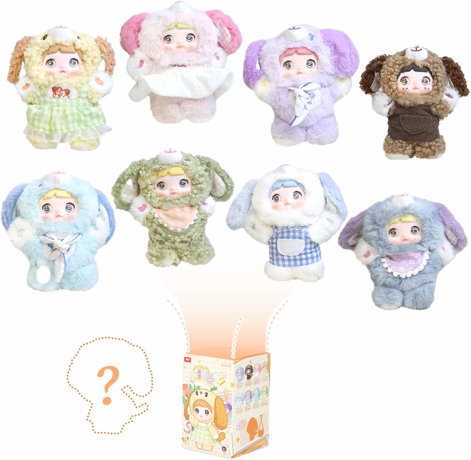 Nommi Blind Box Figures, 1 PC Nommi Puppy Diary Series Plush Blind Box (1 of 9 Possible Styles), Kawaii Vinyl Plush Doll Collectible Figures for Holiday Birthday Gifts