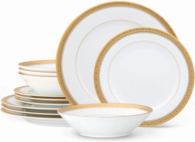 Noritake Crestwood Gold 12-Piece Dinnerware Set, Service for 4