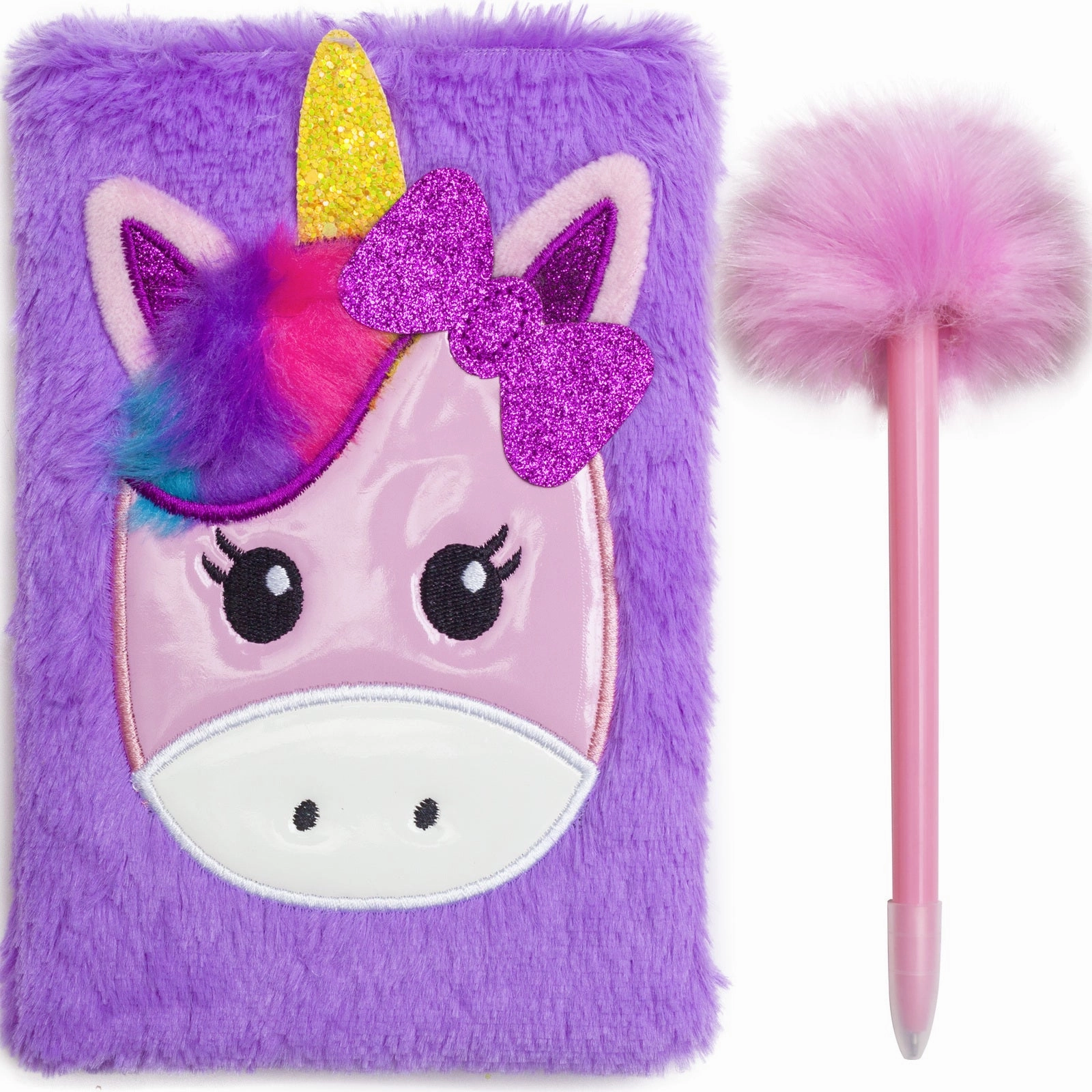 Note Pad And Fluffy Pen Set - Purple Unicorn