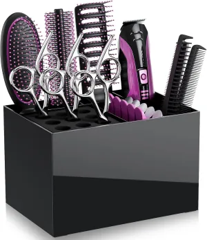 Noverlife Hair Salon Scissor Holder Box, Shear Holder for Stylist, Professional Hairdressing Scissors Rack Barber Organizer Box for Storage Combs Clips Brushes Holder, Barber Supplies Shear Case